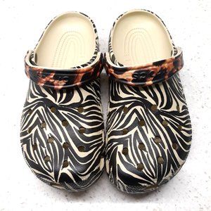 CROCS Classic Animal Remix Clog Shoe Zebra Leopard Animal Print M7 W9 EUC